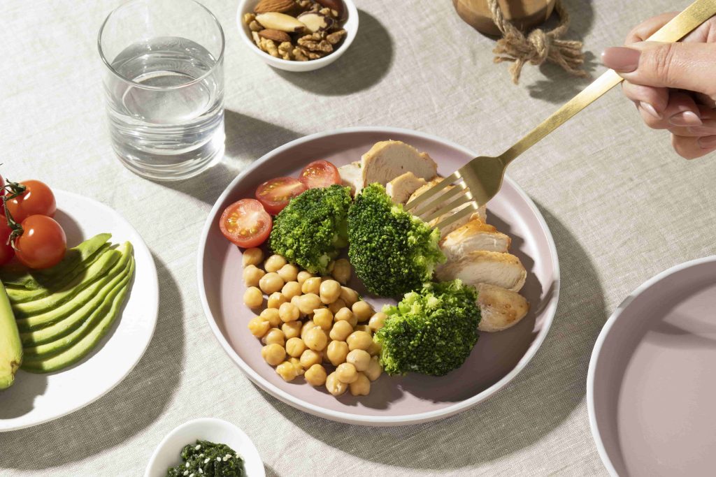 a Plate full of vegetable with high protein