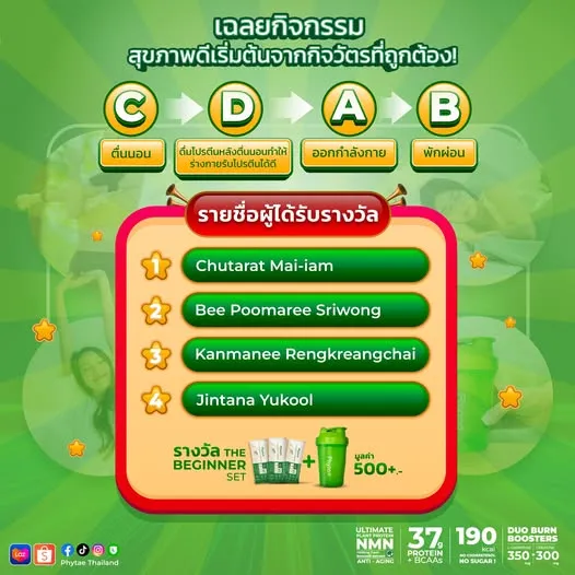 🎉🎊 ประกาศรายชื่อผู้โชคดี กิจกรรม “สุขภาพดีเริ่มต้นจากกิจวัตรที่ถูกต้อง ! ” 🎯🌿